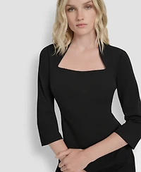 Dkny Women's Square Neck 3/4 Sleeve Sheath Dress