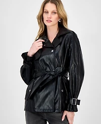Guess Women's Marika Faux Leather Trench Coat