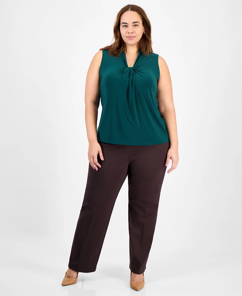 Kasper Plus Twist-Neck Sleeveless Top