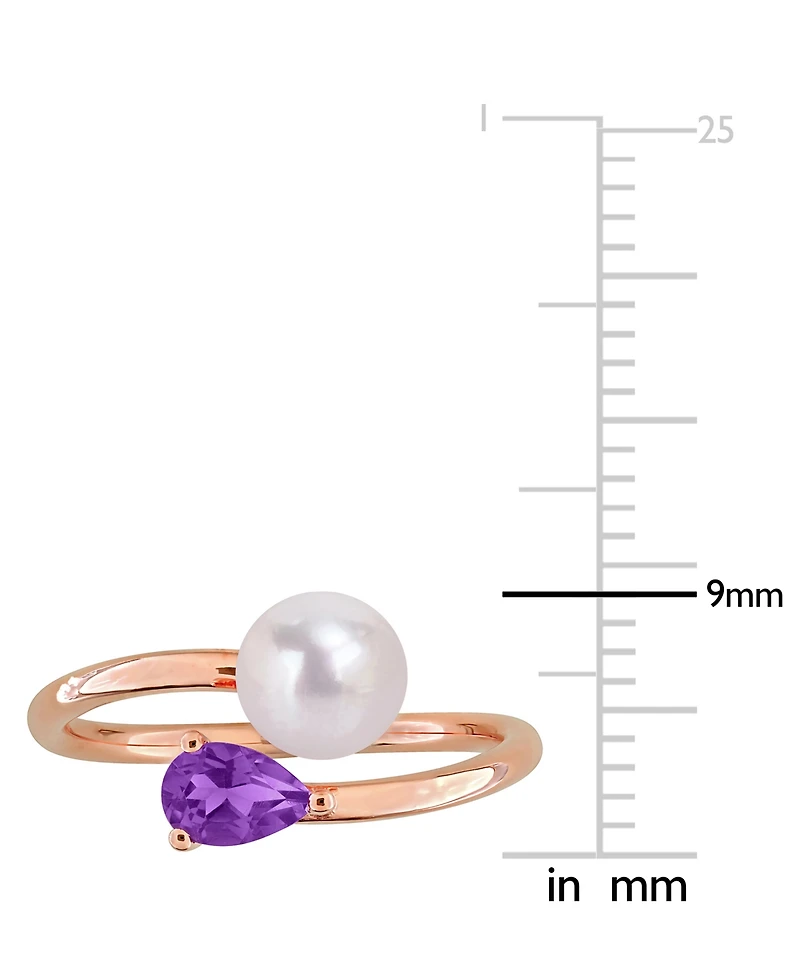 Macy's 18k Rose Gold-Plated Sterling Silver Cultured Freshwater Pearl & Lab-Created Amethyst Ring