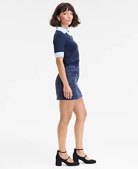 On 34th Women's Denim-Trim Tweed Mini Skirt, Macy's Exclusive