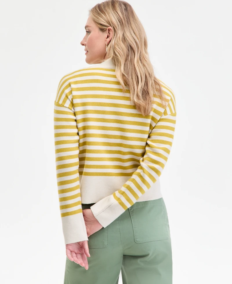 On 34th Women's Striped Mock Neck Sweater, Macy's Exclusive