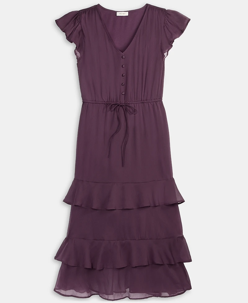 On 34th Women's Chiffon Flutter-Sleeve Tiered-Hem Midi Dress, Macy's Exclusive