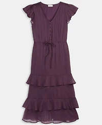 On 34th Women's Chiffon Flutter-Sleeve Tiered-Hem Midi Dress, Macy's Exclusive