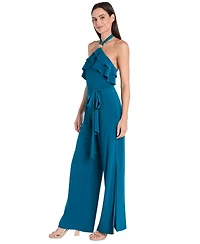 R & M Richards Women's Ruffled Halter-Neck Jersey Jumpsuit