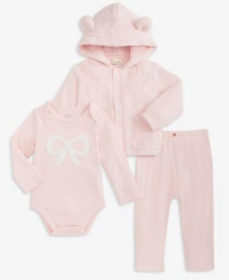 First Impressions Baby Hooded Faux Sherpa Jacket Bow Bodysuit Brushed Rib Pants Macys Exclusive