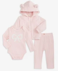 First Impressions Baby Hooded Faux Sherpa Jacket Bow Bodysuit Brushed Rib Pants Macys Exclusive