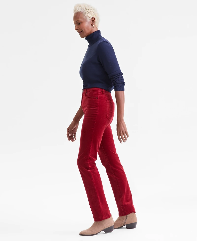 Style & Co Women's High-Rise Straight-Leg Corduroy Pants, Created for Macy's