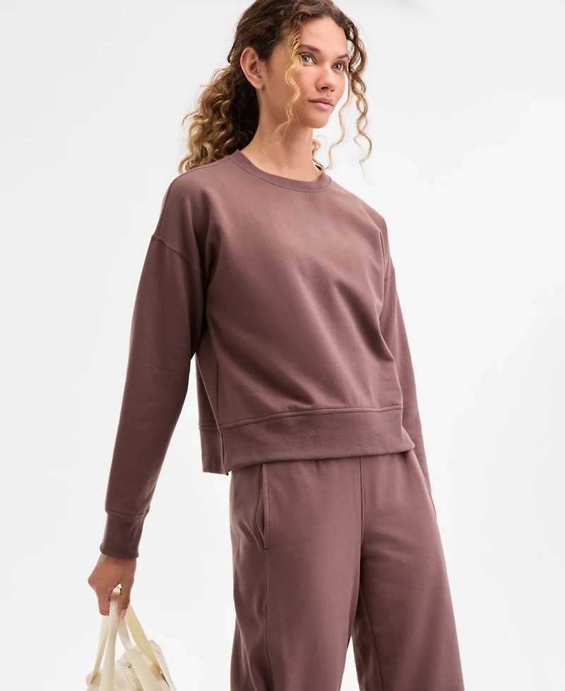 Id Ideology Women's Crewneck Vented-Hem Sweatshirt, Macy's Exclusive