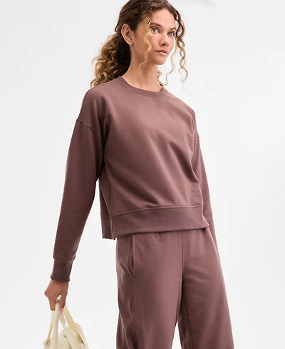 Id Ideology Women's Crewneck Vented-Hem Sweatshirt, Macy's Exclusive