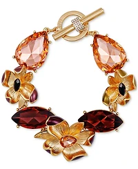 Guess Crystal & Stone Floral Statement Flex Bracelet