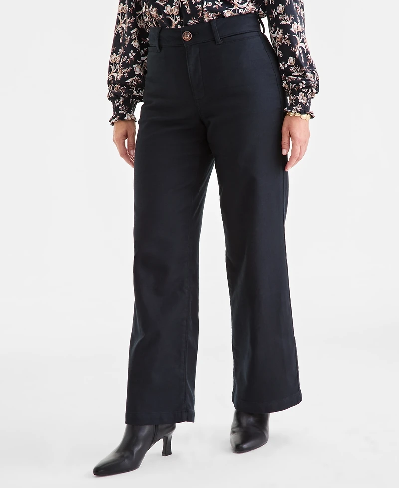 Style & Co Women's Mid-Rise Twill Wide-Leg Pants, Macy's Exclusive