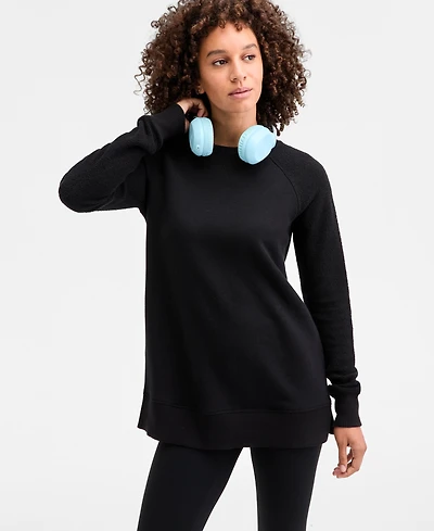 Id Ideology Women's Relaxed French Terry Crewneck Tunic, Macy's Exclusive