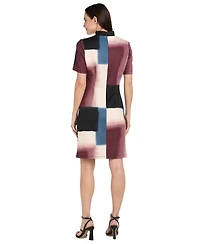 R & M Richards Women's Scuba Placement Colorblock Sheath Dress