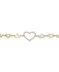 GiGiGirl 14k Yellow Gold Plated with Cubic Zirconia Heart Halo Charm Kids/Teens Bracelet in Sterling Silver