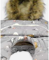Deux par Baby Boy One-Piece Snug Snowsuit Designed for Car Seat Gray Bear Print - Baby|Toddler