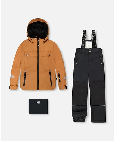 Deux par Boy Two-Piece Teknik Snowsuit Brown and Black - Toddler|Child
