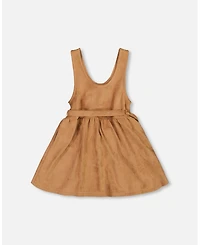 Deux par Deux Little Girls Stretch Suede Effect Jumper Light Pecan Brown with Llama Bag - Toddler|Child