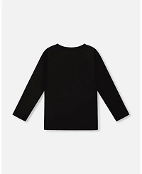Deux par Boy Long Sleeve Jersey Tee Shirt with Dinosaur