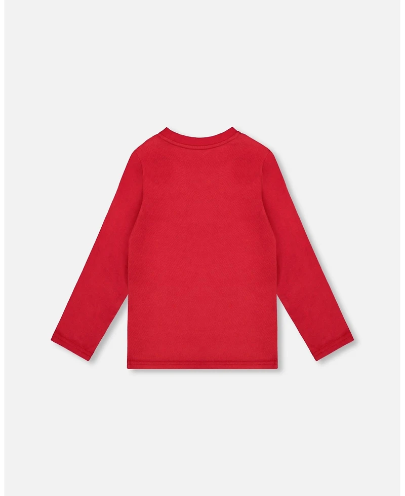 Deux par Baby Boys Jersey T-Shirt Cherry Red with Moose
