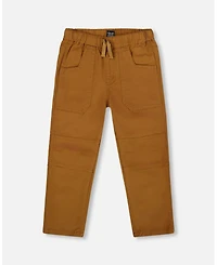 Deux par Boy Twill Jogger Pants with Patch Pockets Brown