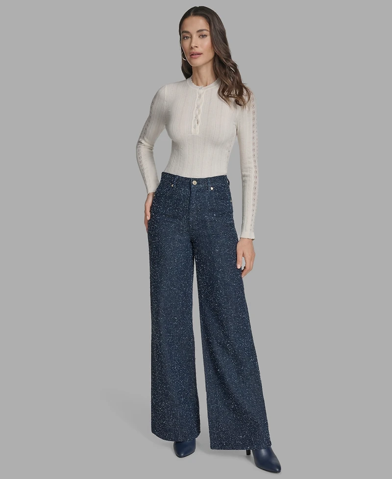 Bcbg Women's Textured Wide-Leg Jeans