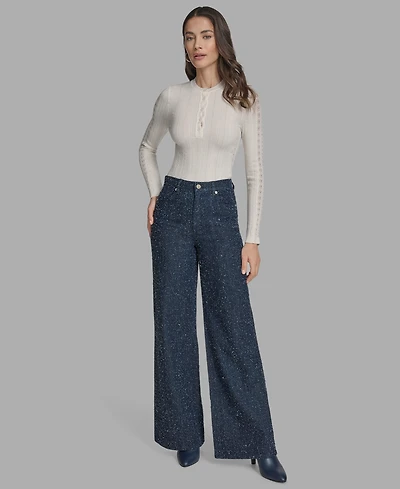 Bcbg Women's Textured Wide-Leg Jeans