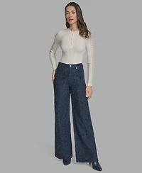 Bcbg Women's Textured Wide-Leg Jeans