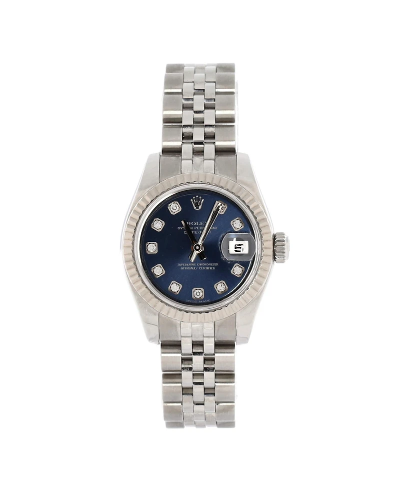 Pre-Owned Rolex Oyster Perpetual Datejust Automatic Watch in Stainless Steel and White Gold with Diamond Markers 26mm