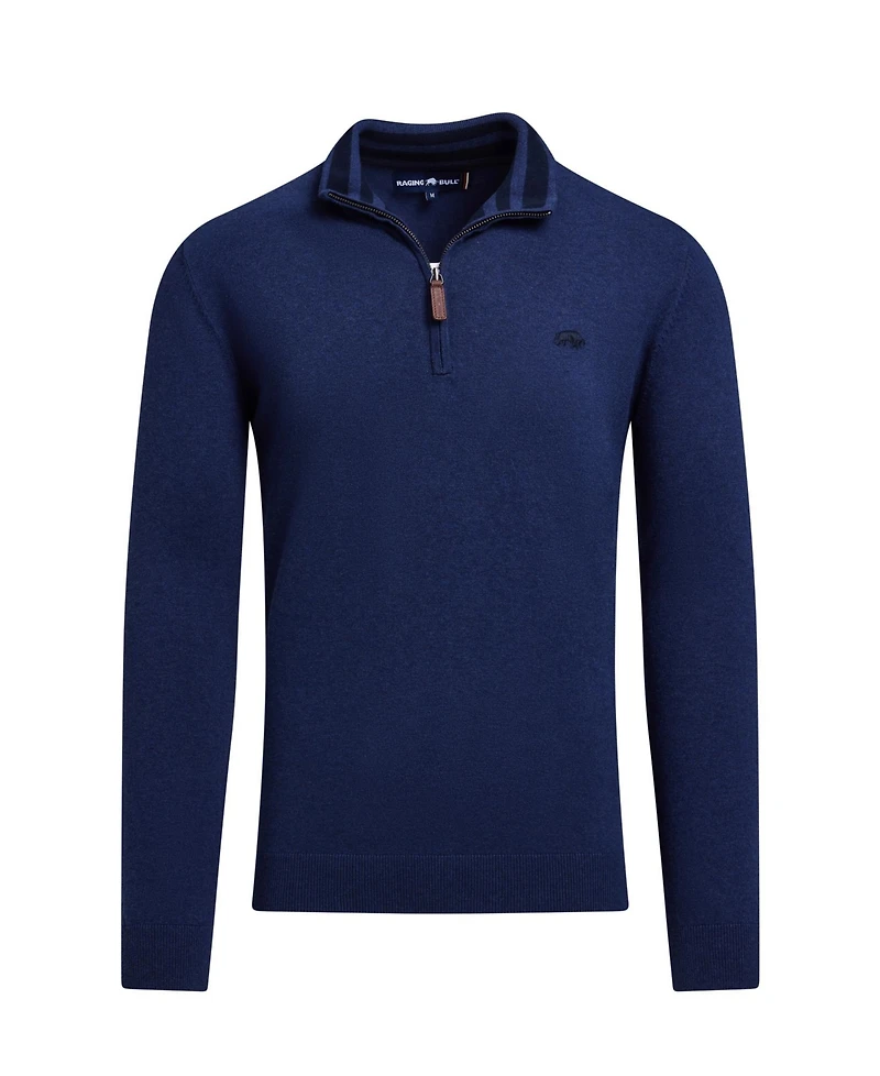 Raging Bull Men's Quarter Zip Cotton/Cashmere Knit