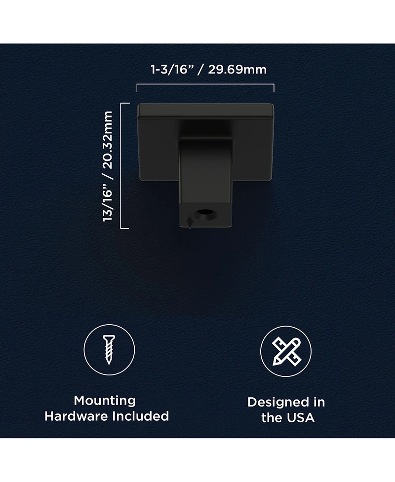 Heritage Designs Tempo: Square Knob 10pk - Matte Black