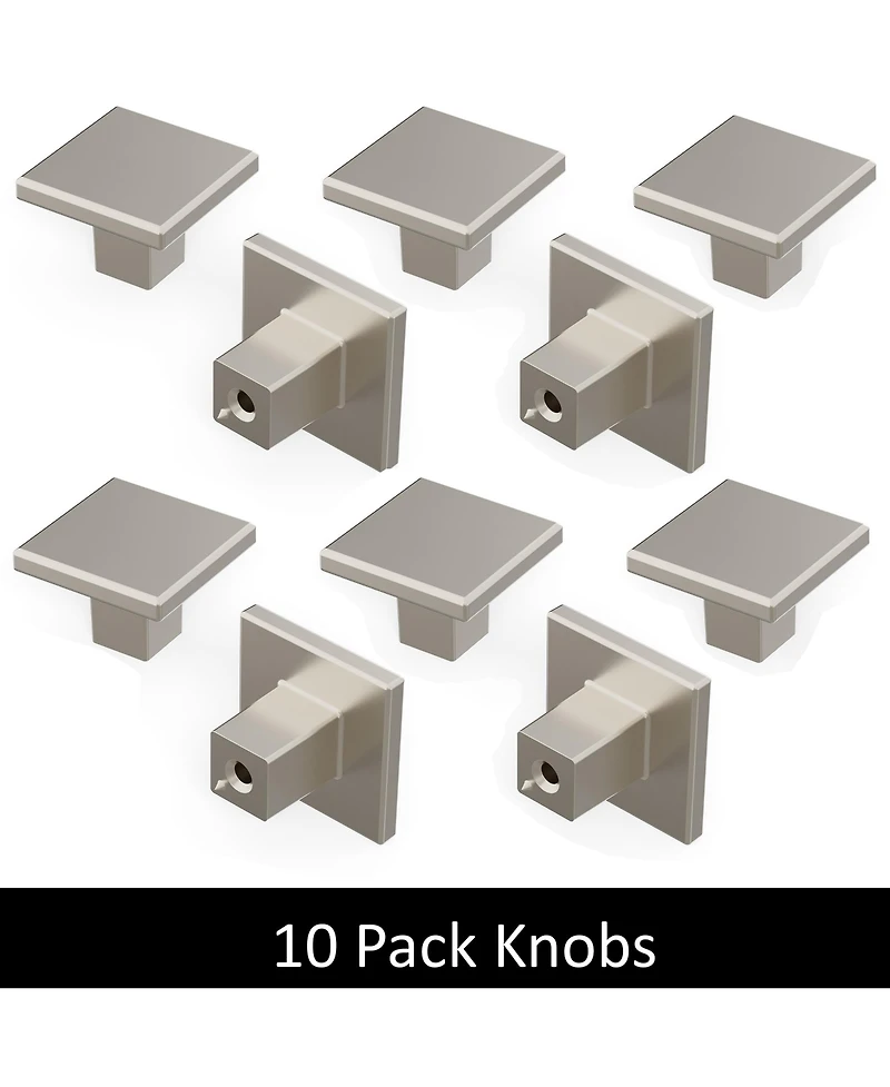 Heritage Designs Tempo: Square Knob 10pk - Satin Nickel
