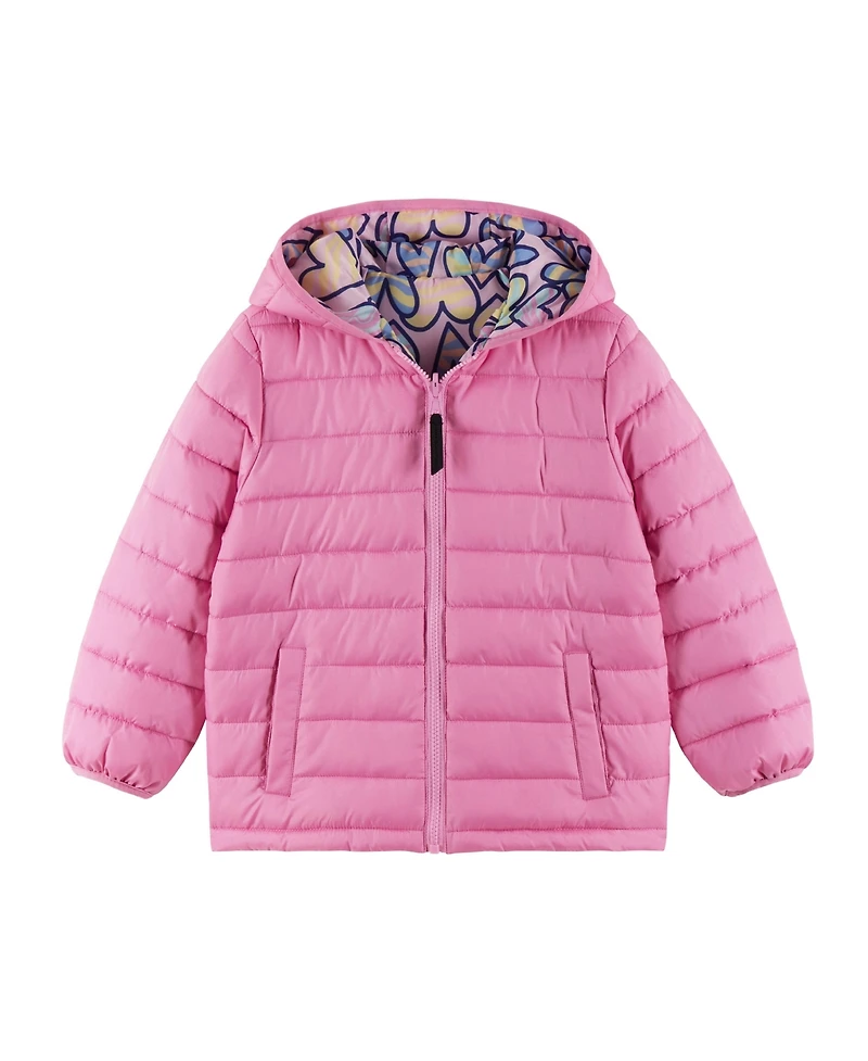 Andy & Evan Toddler Girls Toddler/Child Pink Heart Printed Reversible Puffer Jacket