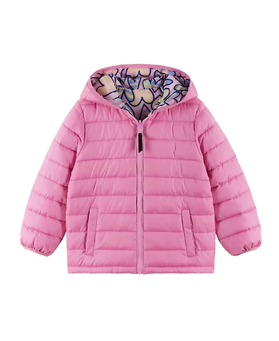 Andy & Evan Toddler Girls Toddler/Child Pink Heart Printed Reversible Puffer Jacket