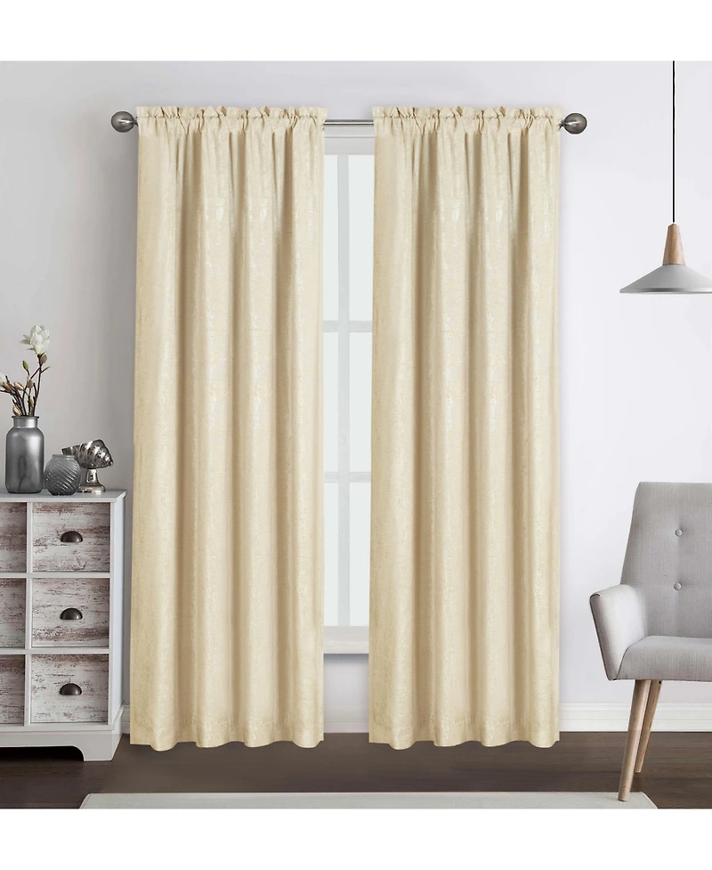 Kate Aurora 2 Piece Heavy Weight Light Filtering Rod Pocket Luxurious Royal Chenille Curtain Panels - Beige