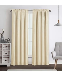 Kate Aurora 2 Piece Heavy Weight Light Filtering Rod Pocket Luxurious Royal Chenille Curtain Panels - Beige
