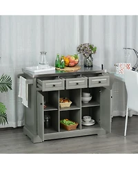 Halifax North America Gray Mobile Kitchen: Island Cart with Stainless Top and Multi-Storage
