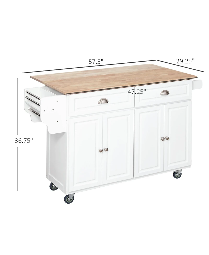 Halifax North America White Kitchen Helper: Rolling Island Cart with Drop-Leaf Top