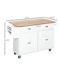 Halifax North America White Kitchen Helper: Rolling Island Cart with Drop-Leaf Top