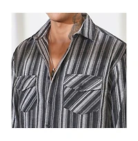 Campus Sutra Men's Charcoal Grey Multitrack Striped Oversized Shirt
