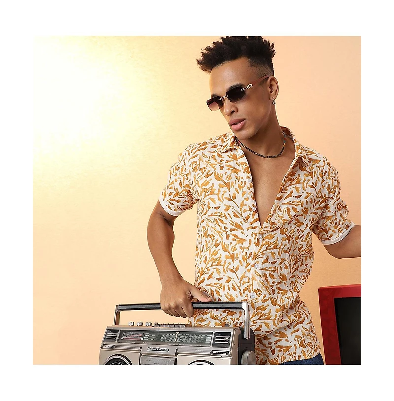 Campus Sutra Men's Foliage Strokes Shirt