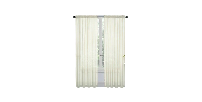 Kate Aurora Basic 2 Pack Sheer Voile Home Window Curtains - 52 in. W x 84 L