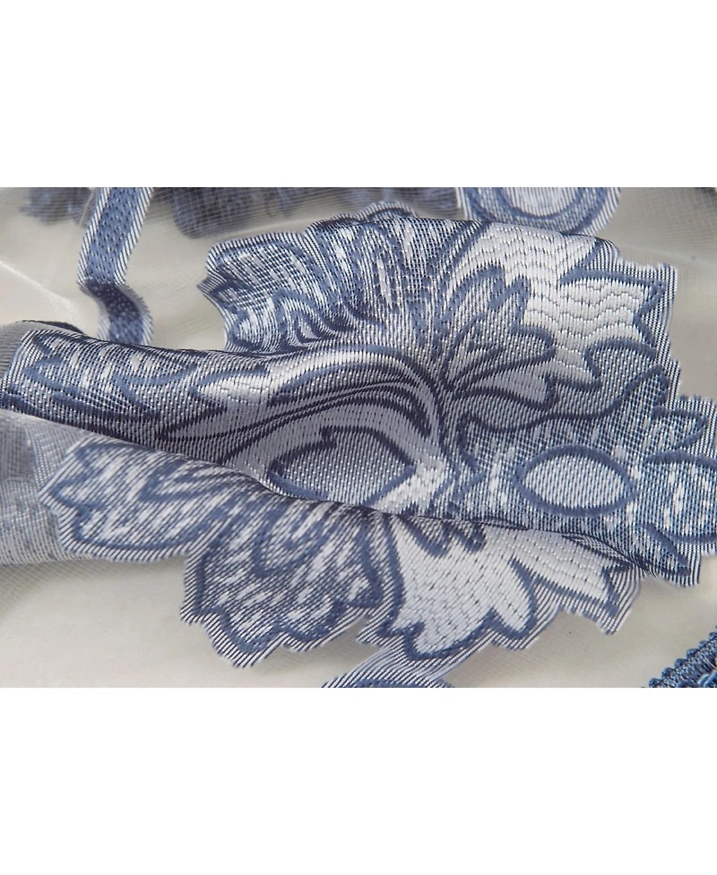 Kate Aurora Custom Scroll Sheer Voile Waterfall Window Curtain Valances - 57 in. W x 37 L