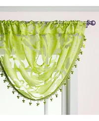 Kate Aurora Custom Scroll Sheer Voile Waterfall Window Curtain Valances - 57 in. W x 37 L