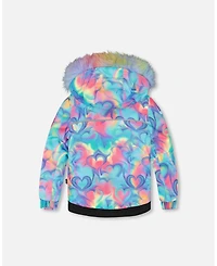 Deux par Girl Two-Piece Play Snowsuit Black with Multicolor Print Jacket