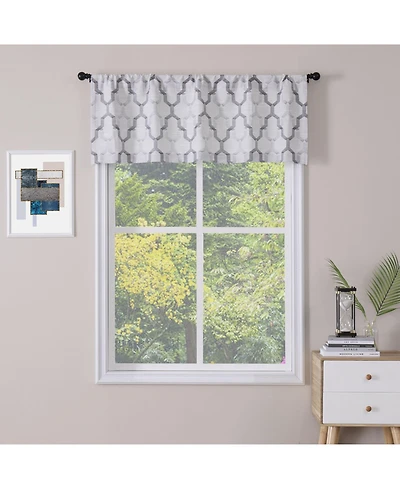 Kate Aurora Living Shabby Trellis Clover Rod Pocket Window Curtain Valances - 56 in. W x 14 L, Turquoise
