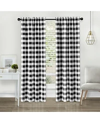Kate Aurora Modern Farmhouse 2 Piece Large Buffalo Plaid Check Rod Pocket Curtains - 63 Granny Apple Green