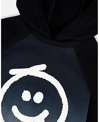 Deux par Boy Cotton Jersey Hooded Raglan Sleeve Tee Black