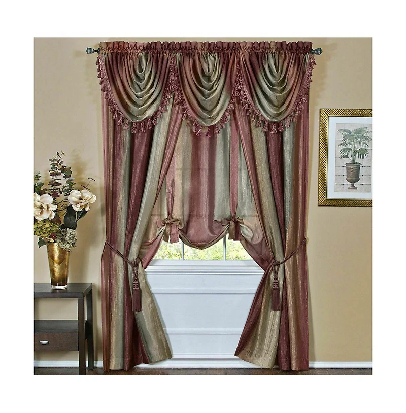 GoodGram Royal Ombre Crushed Semi Sheer 84 in. Long Curtain Panel Pair - 50 W x L, Autumn