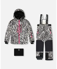 Deux par Girl Two-Piece Teknik Snowsuit Zebra Print